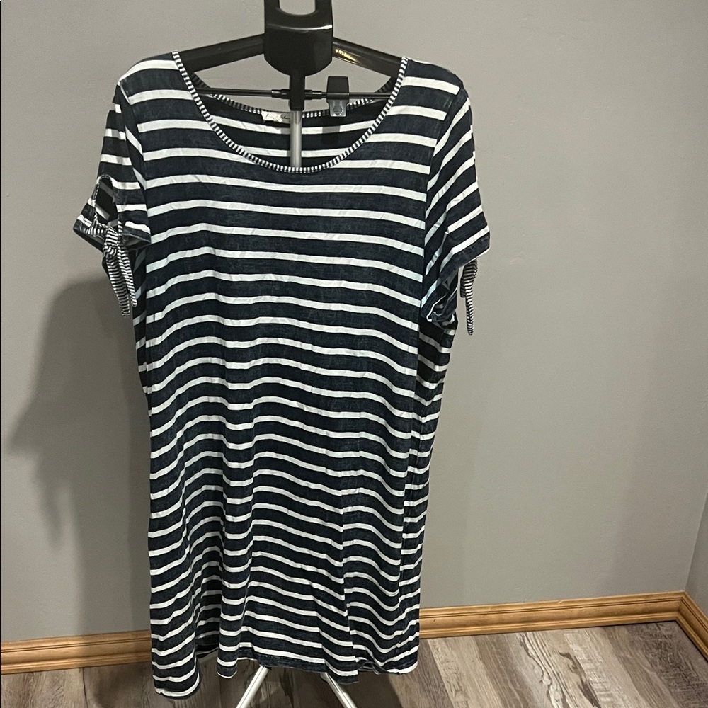 Jane and Delancey Navy and White Striped Mini Dress (334)
